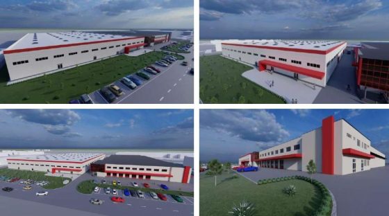 Látványtervek a Bumchun új gyárépületéről (Forrás: Salgótarján Megyei Jogú Város Településrendezési eszközeinek M-10 jelű módosítása egyszerűsített eljárásban – Véleményezési terv | Bumchun Precision Hungary Kft. új gyárépület koncepció terve)