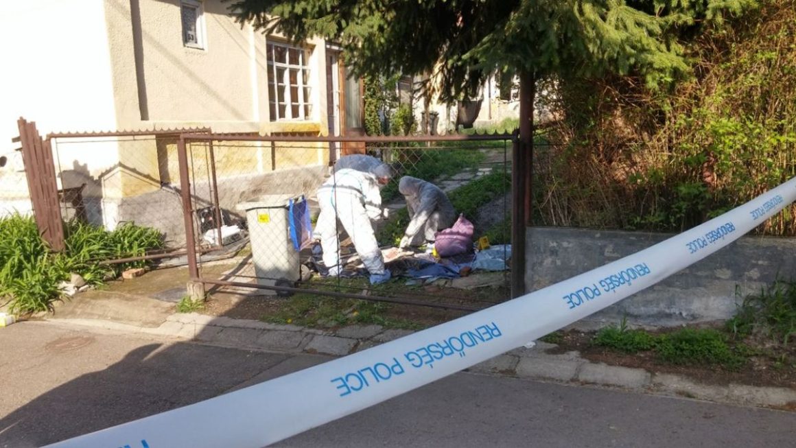 Helyszínelés a különös kegyetlenséggel megölt idős nő házánál (Archív fotó: Nógrád Megyei Rendőr-főkapitányság)