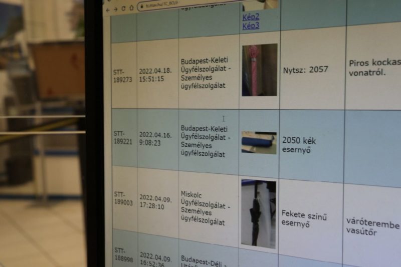 A MÁV-Volán-csoport közös, elhagyott tárgyakat tartalmazó adatbázisa (Fotó: MÁV Zrt.)