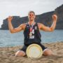 Fotó: Hajdú Péter, a Strandépítők játékosa a 2023-as strandkézilabda Eb-n Portugáliában (Fotó: Jure Erzen/Kolektiff)